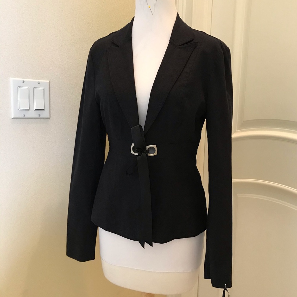 NWT Willi Smith black cotton tie front jacket